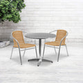 Flash Furniture Lila 31.5'' Round Aluminum Indoor-Outdoor Table Set with 2 Beige Rattan Chairs