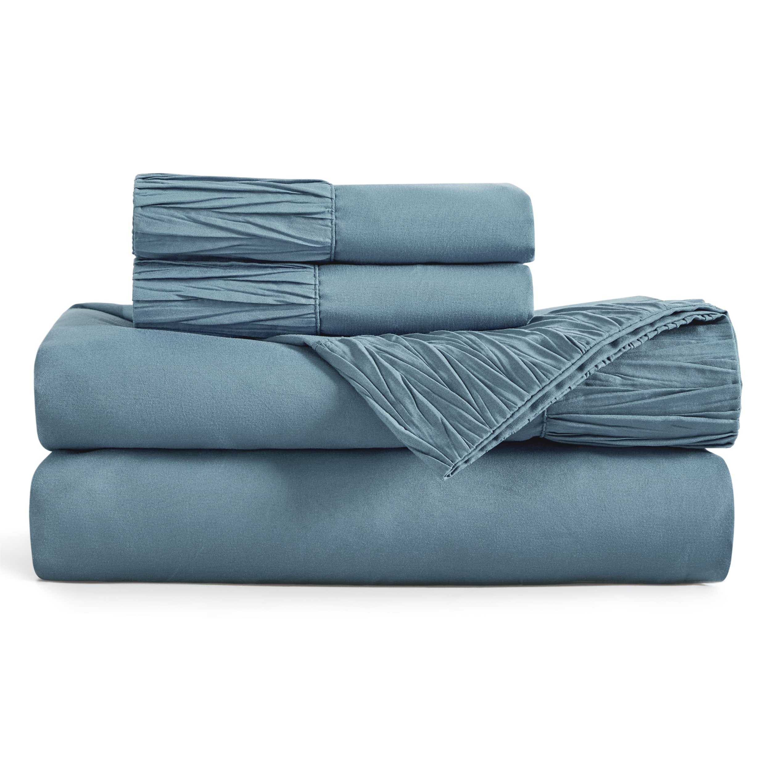 Bedsure King Size Sheets Sets Spa Blue-Soft 1800 King Bed Sheets, 4 Pieces Microfiber Sheets For King Size Bed
