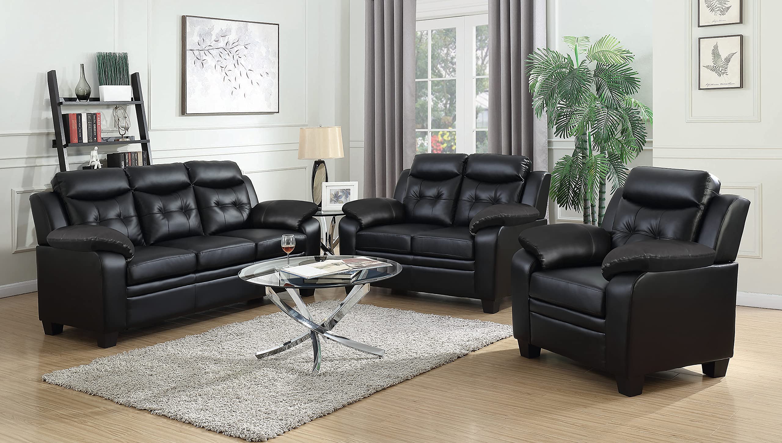 Coaster Home Furnishings Finley Tufted Upholstered Loveseat Black