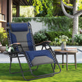Maison Arts Oversized Xxl Padded Zero Gravity Lounge Chair 30' Wide Seat Anti Gravity Lawn Chair Foldable Recliner Outdoor Camp Chair For Poolside Backyard Beach, Support 400Lbs, Blue & Grey