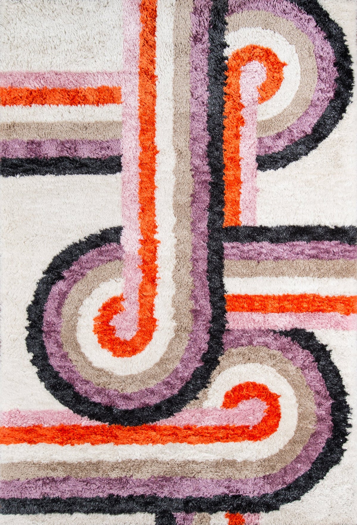 Novogratz Retro Collection Turnstyle Shag Area Rug, 76 Inch  X 96 Inch , Lavender