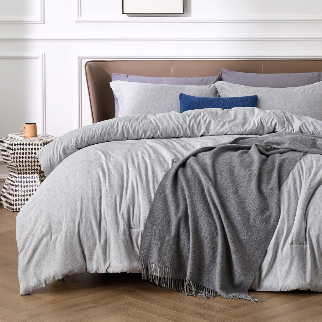 Bedsure King Size Comforter Set - Grey King Comforter Set, Soft Bedding For All Seasons, Cationic Dyed Bedding Set, 3 Pieces, 1