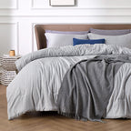 Bedsure King Size Comforter Set - Grey King Comforter Set, Soft Bedding For All Seasons, Cationic Dyed Bedding Set, 3 Pieces, 1
