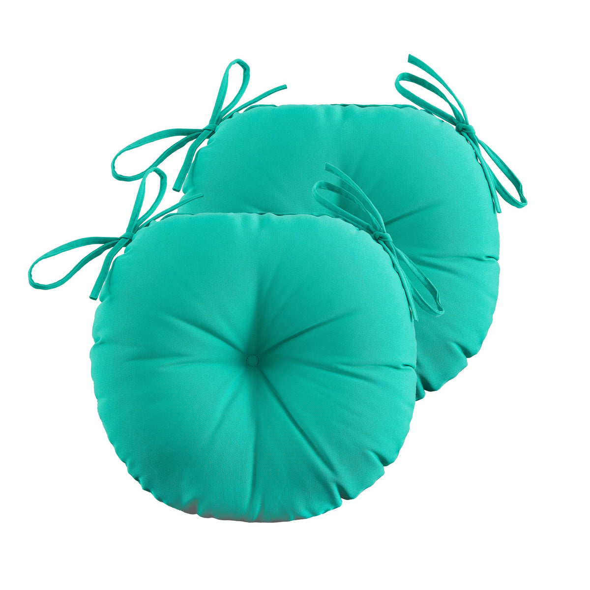 Zeolabs Bistro Chair Cushions,15 Inch Waterproof Tufted Outdoor Round Chair Cushions With Ties For Patio Furniture,Set Of 2,Teal