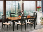 East West Furniture QUNI7-BCH-C 7 Piece Dining Room Furniture Set Consist of a Rectangle Kitchen Table with Butterfly Leaf and 6 Linen Fabric Upholstered Chairs, 40x78 Inch, Black & Cherry