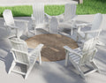 Plawdlik Folding Adirondack Chair Set of 6 with Cup Holder,Wooden Textured,Heavy All-Weather HDPE Comfortable Set Poolside Backy