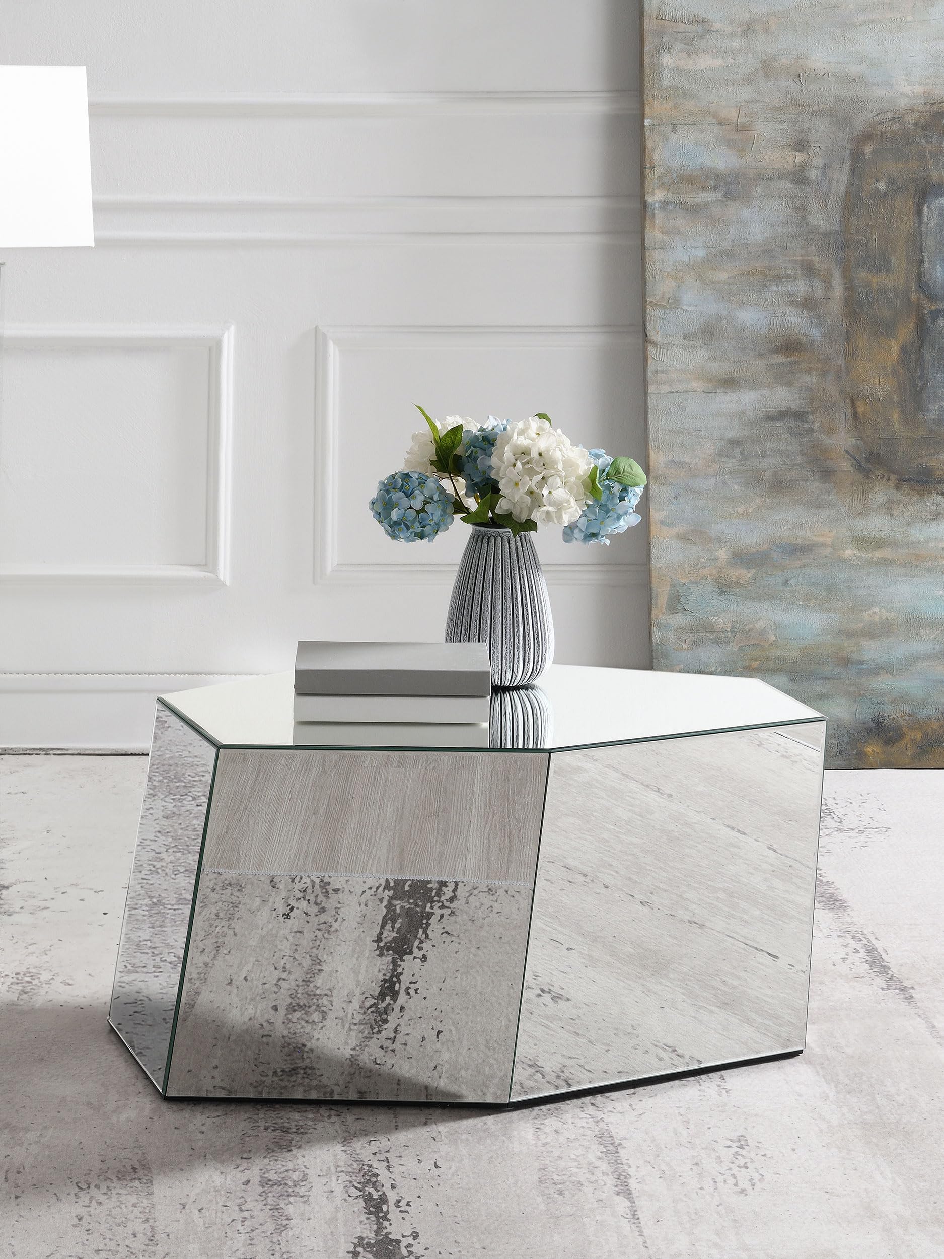 Coaster Home Furnishings Capella Mirrored Abstract Geometric Coffee Table Silver