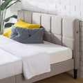 ZINUS Lottie Upholstered Platform Bed Frame with Short Headboard and USB Ports, Mattress Foundation, Wood Slat Support, No Box S