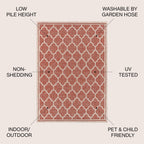 Jonathan Y Smb109C-3 Trebol Moroccan Trellis Textured Weave Indoor Outdoor Area Rug Bohemian Modern Easy Cleaning Bedroom Kitchen Backyard Patio Non Shedding, 3 X 5, Red/Beige