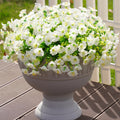 Ivydale Artificial Fake Outdoor Outside Plants Flowers for Fall Winter, 12 Bundles Faux Silk White Morning Glory Look Real UV Re