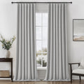 QJmydeco 102 Inch Long Gray Blackout Curtains for Bedroom 2 Panels Set, Natural Linen Pleated Floor to Ceiling Thermal Drapes Ho