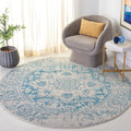 SAFAVIEH Madison Collection 53 Round Teal / Ivory MAD603J Oriental Snowflake Medallion Distressed Non-Shedding Dining Room Entr