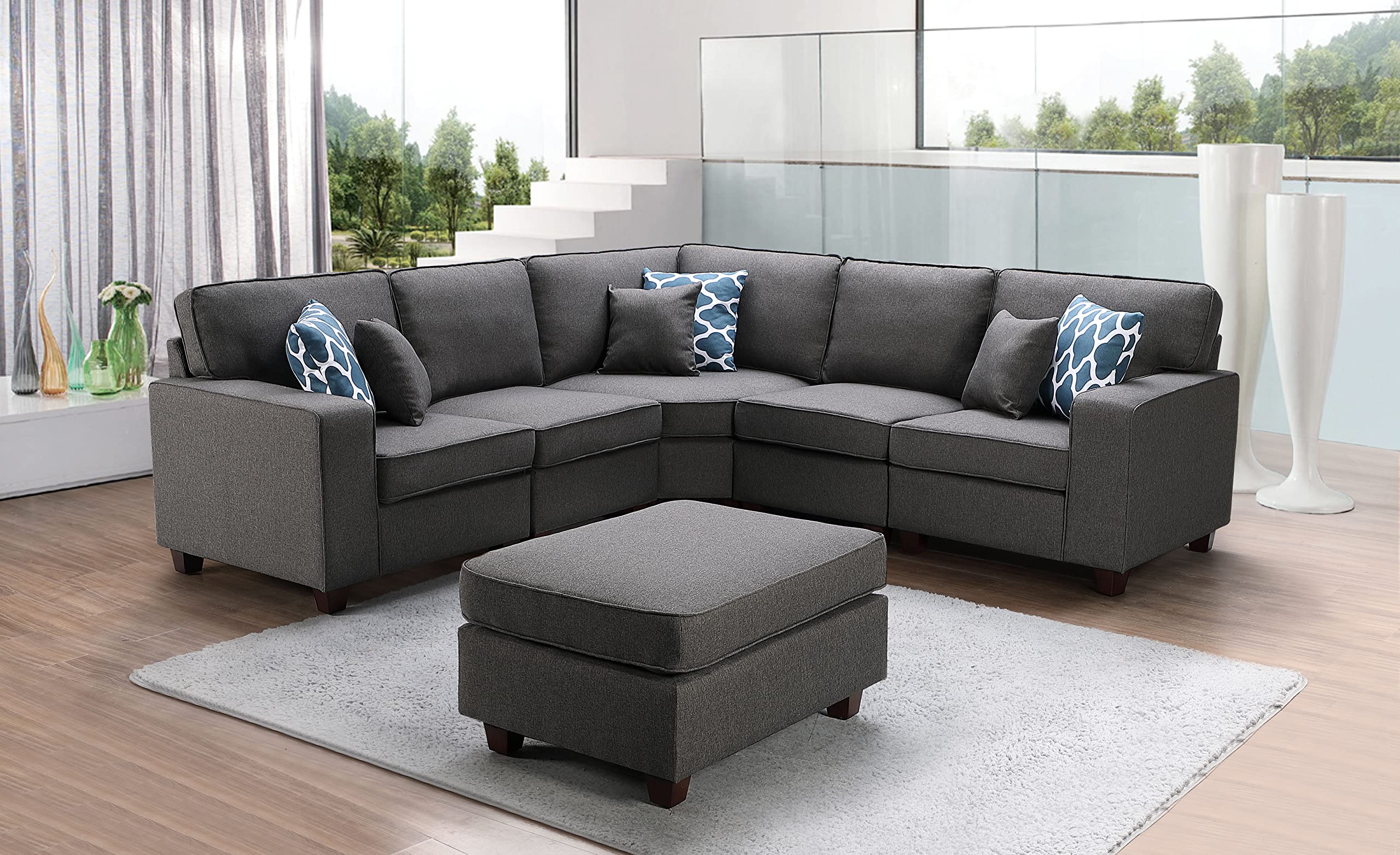 Lilola Home Sonoma 6Pc Modular Sectional Sofa and Ottoman