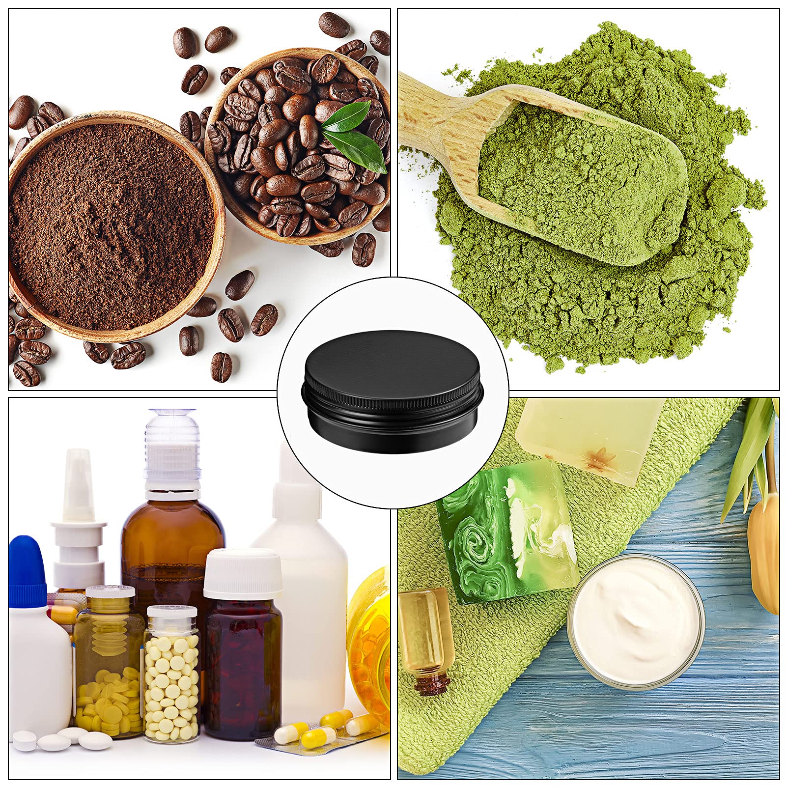2 Oz Metal Round Tins Aluminum Tin Cans Salve Tins Containers With Screw Lid 10 Sheets Stickers For Salve Spice Candies Balms Ca