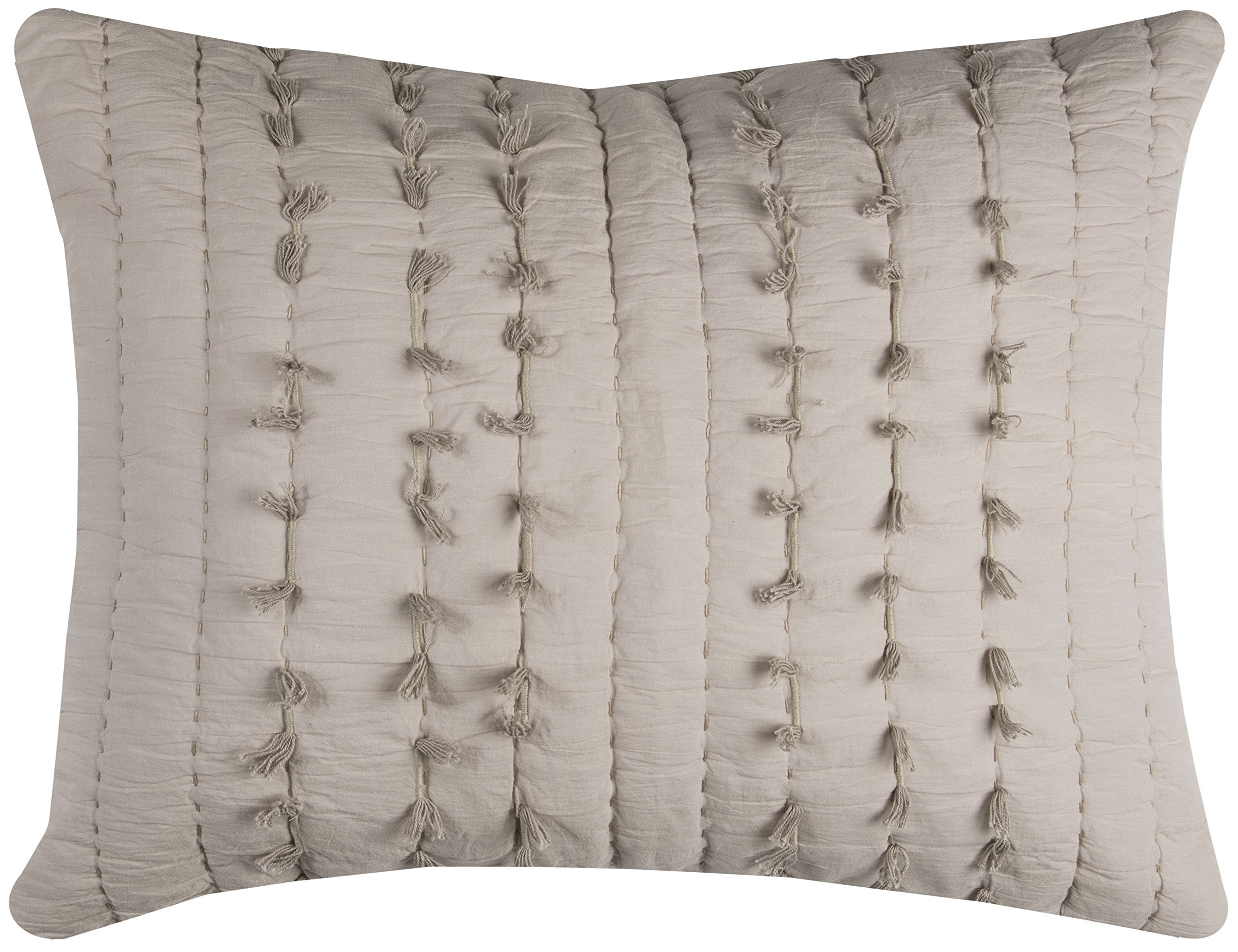 Rizzy Home | BQ4209 | King Sham | 20"x36" Brown/Neutral/ Vertical Stripe