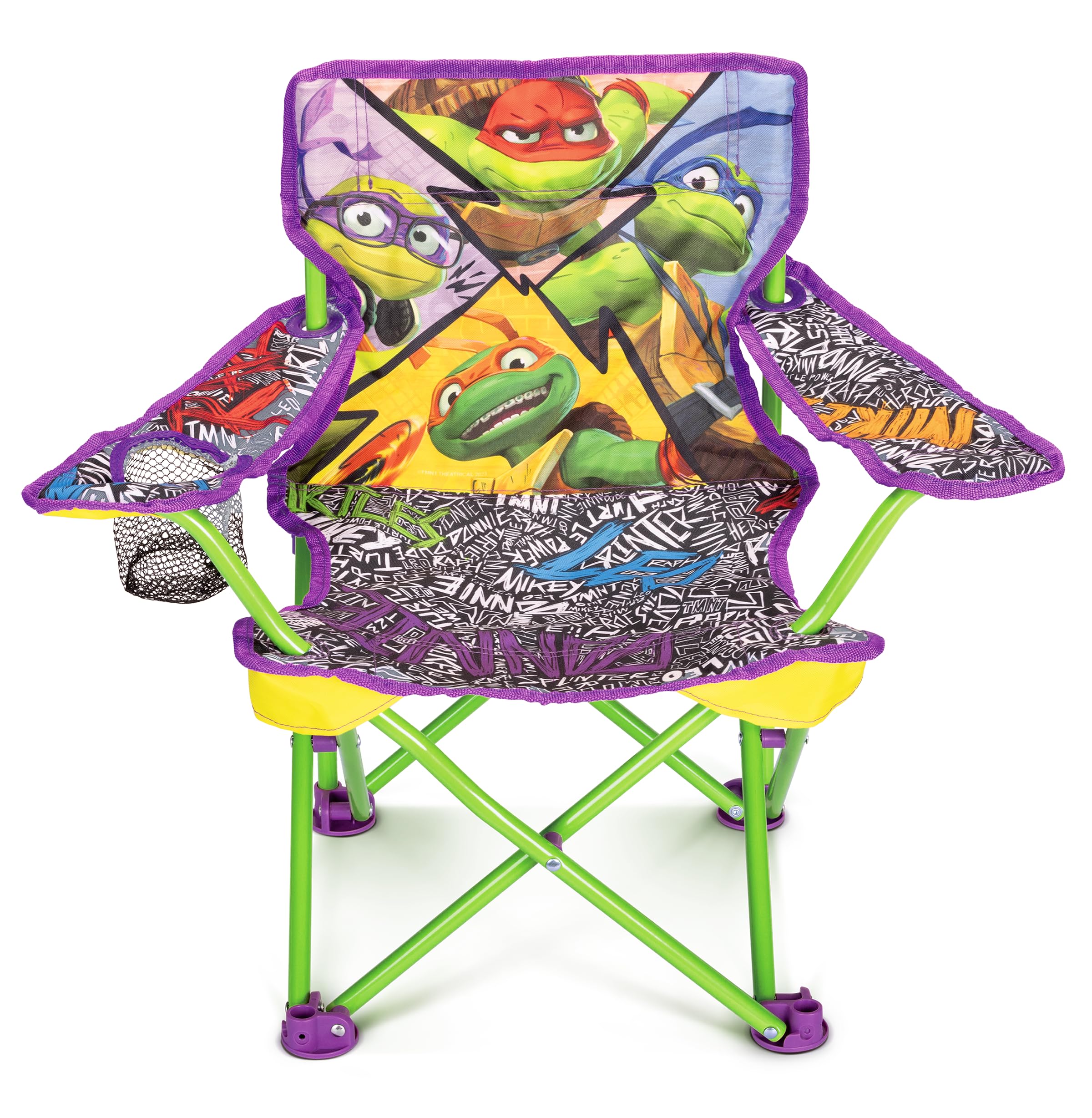Teenage Mutant Ninja Turtles Foldable Kids Chair - Toddler Camping Chair with Safety Lock, Carry Bag, Indoor/Outdoor Use, Ages 2