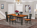 East West Furniture LGAV5-BCH-W 5 Piece Kitchen Table & Chairs Set Includes a Rectangle Dining Room Table with Butterfly Leaf and 4 Solid Wood Seat Chairs, 42x84 Inch, Black & Cherry