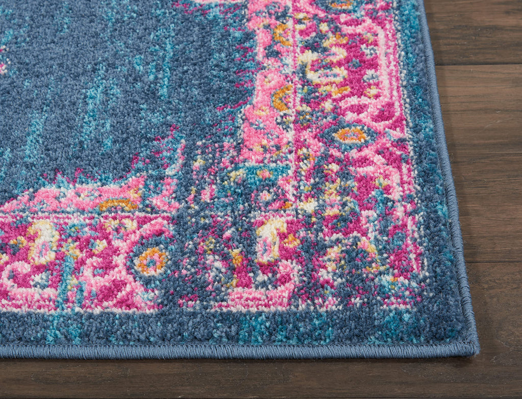 Nourison Passion Blue 1'10' X 6' Area Rug, Boho, Traditional, Easy Cleaning, Non Shedding, Bed Room, Living Room, Hallway, (6' Runner)