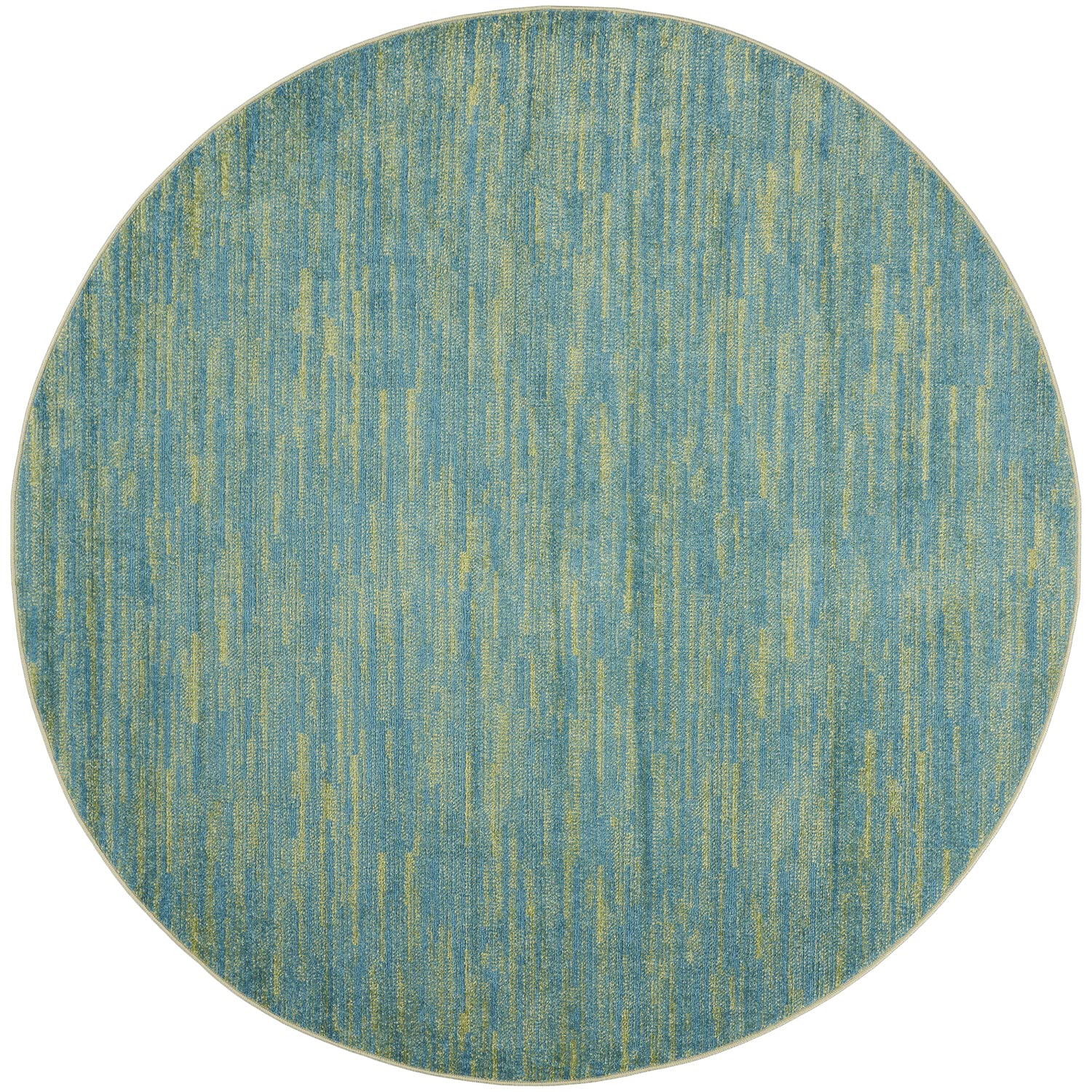 Nourison Essentials Indoor/Outdoor Blue Green 8' X Round Area -Rug, Easy -Cleaning, Non Shedding, Bed Room, Living Room, Dining Room, Backyard, Deck, Patio (8 Round)