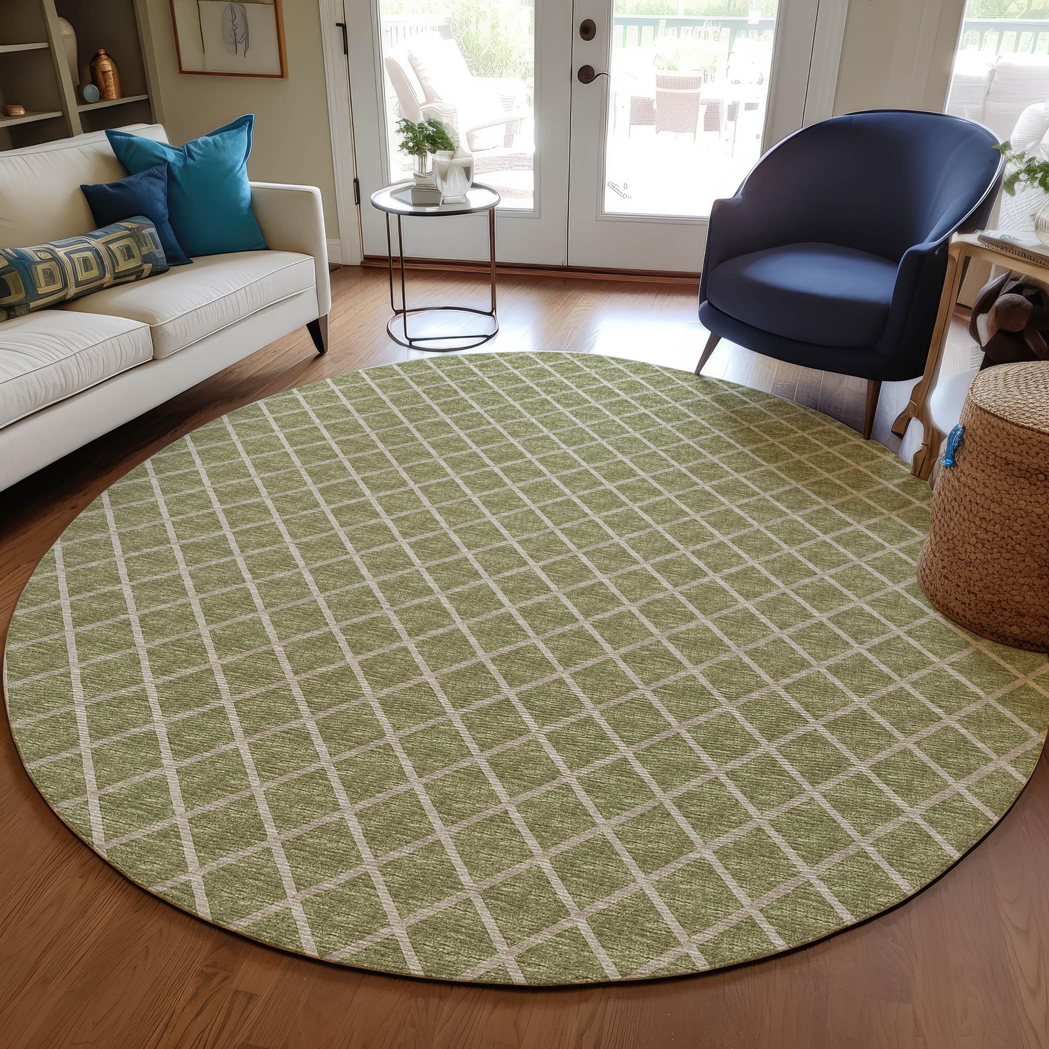 Dalyn Rugs York Yo1 Aloe 10' X 10' Indoor Outdoor Round Rug, Easy Clean, Machine Washable, Non Shedding, Bedroom, Living Room, D