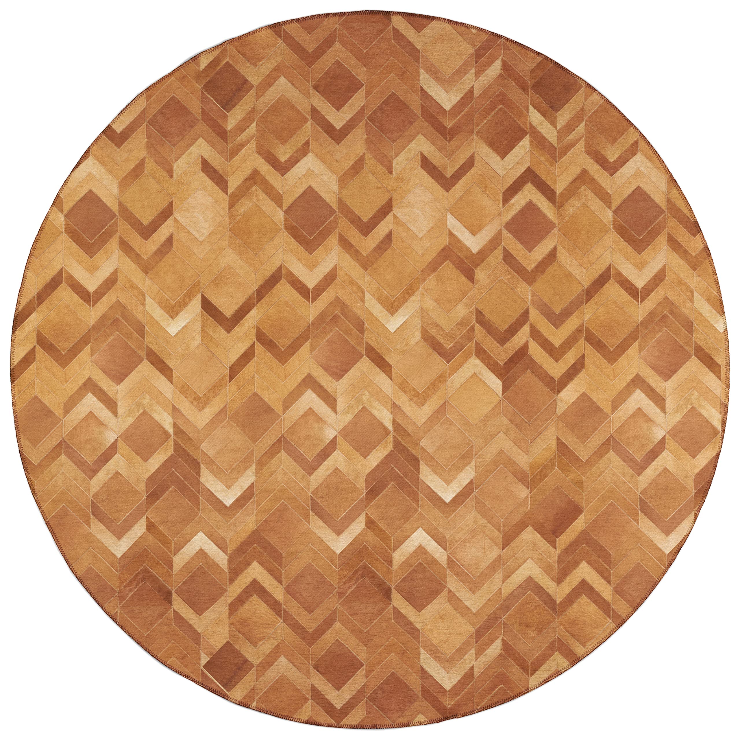 Addison Rugs Laredo Alr35 Brown Washable 8' X 8' Indoor Outdoor Round Rug, Easy Clean, Machine Washable, Non Shedding, Bedroom, Entry, Living Room, Dining Room, Kitchen, Patio Rug