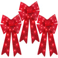 Best Choice Products Set of 3 Bows Pre-Lit Christmas Bow Decoration, Indoor/Outdoor LED Holiday D  cor w/ 30 Lights, Outdoor Bat