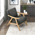 Lexicon Mid Century Modern Accent Chair With Solid Wood Frame In Natural Finish, Textured Fabric Living Room Lounge Arm Chair, T