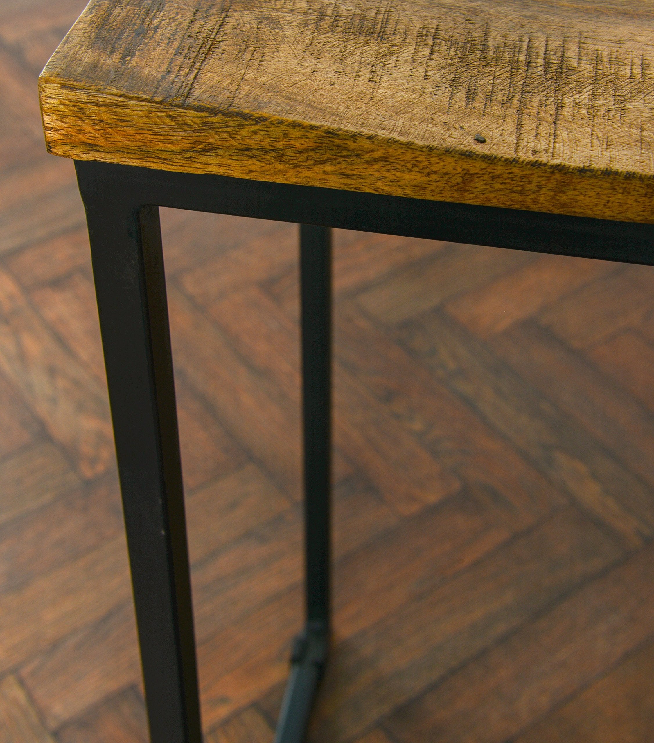 Kosas Home Pl12903 Davie Barstool, 30&quot;, Hand-Distressed Natural Finish With Black Base