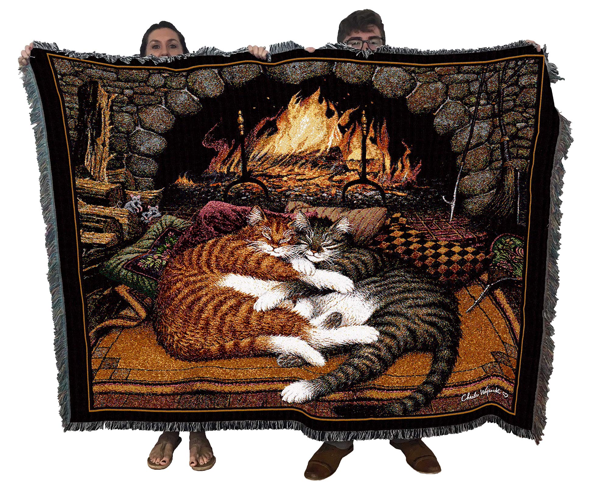 Pure Country Weavers All Burned Out Cat Blanket By Charles Wysocki - Gift For Cat Lovers - Tapestry Throw Woven From Cotton - Ma