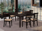 East West Furniture PFAN7-CAP-C 7 Piece Dining Room Table Set Consist of a Square Wooden Table with Butterfly Leaf and 6 Linen Fabric Kitchen Dining Chairs, 54x54 Inch, Cappuccino
