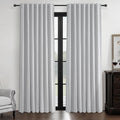 Light Grey Blackout Curtains 84 Inch Length 2 Panels Set for Bedroom, Modern Faux Linen Room Darkening Pleated Gray Burg with Ro