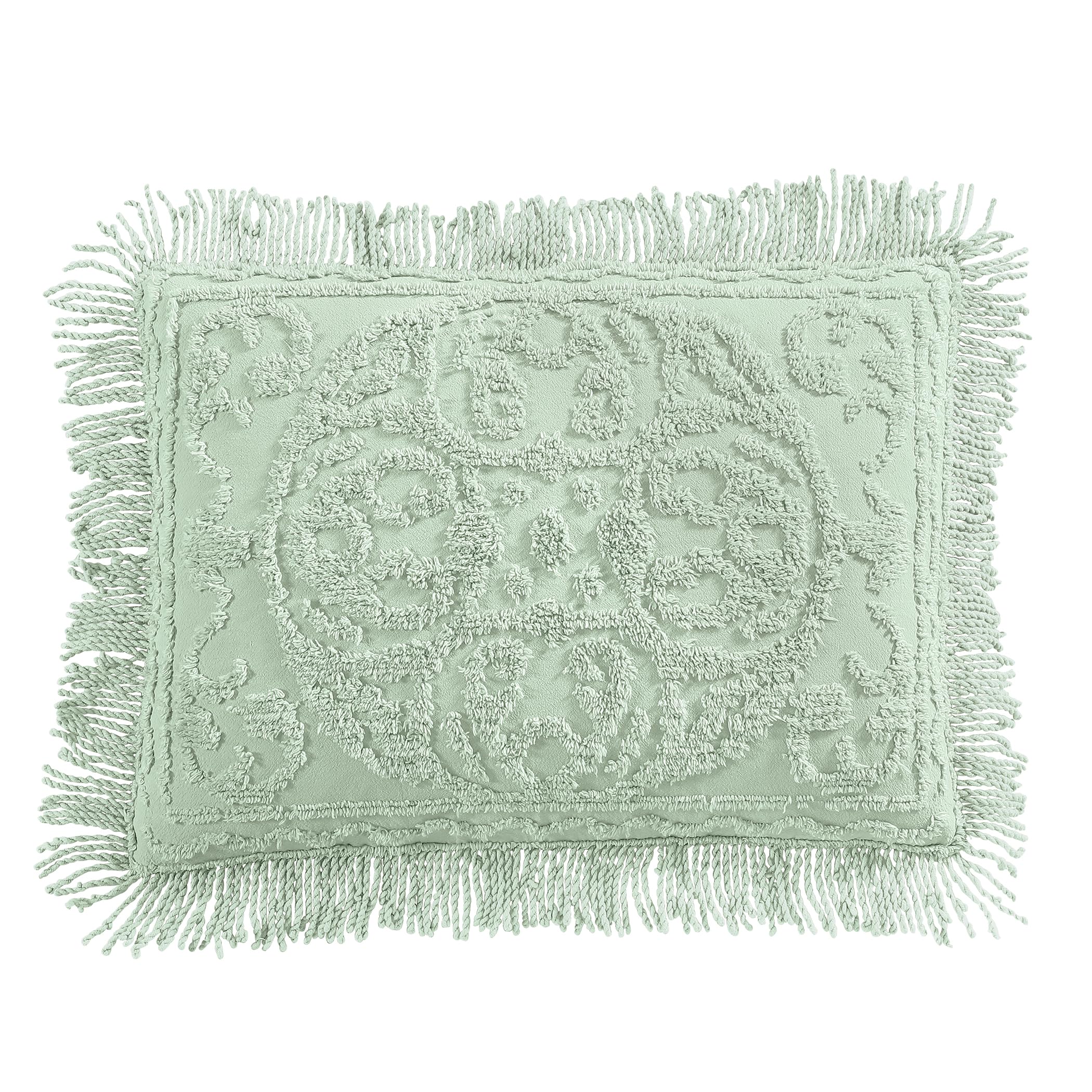 Beatrice Home Fashions Medallion Chenille Bedspread, Standard Sham, Sage