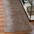 Rugs.com Soft Solid Shag Collection Runner Rug - 6 Ft Runner Khaki Shag Rug Perfect for Hallways, Entryways