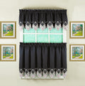 Today'S Curtain Verona Reverse Embroidery Tier, 30', Black/Rose, 60' W X 30' L