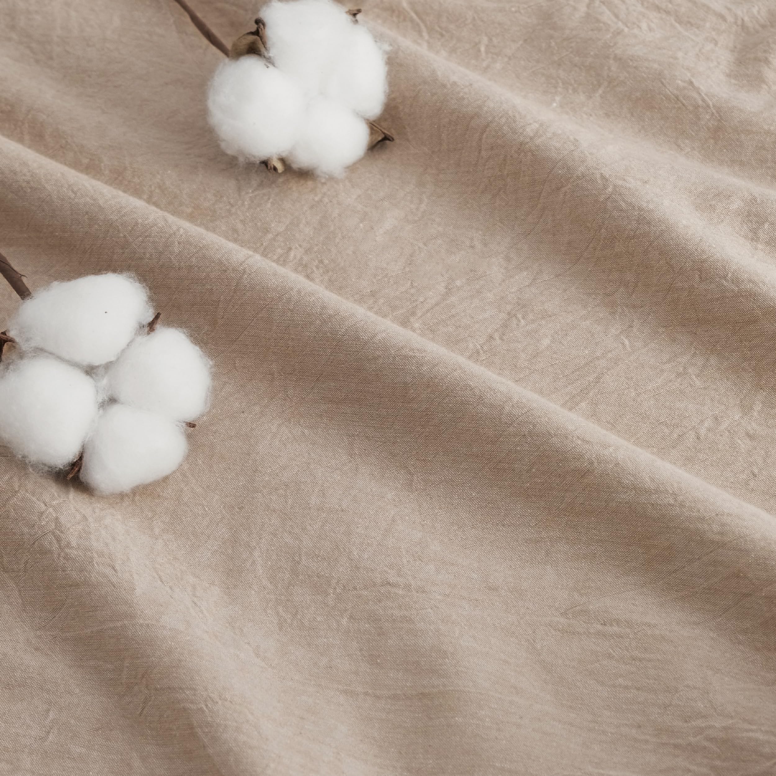 Bedsure 100% Washed Cotton Duvet Cover Twin - Warm Sand Minimalist Duvet Cover Set Linen Like - 2 Pieces Gentlesoft™ Plain Simple Cotton Bedding Set With 1 Pillow Sham (Warm Sand, Twin, 68'X90')