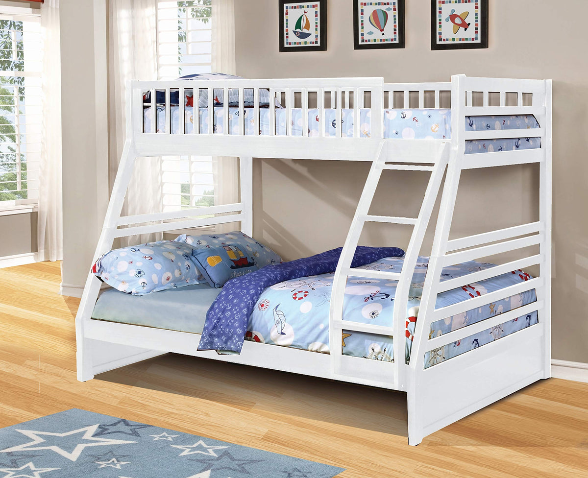 Bella E. Sofia Twin/Full Bunk Bed, Trundle Included, White