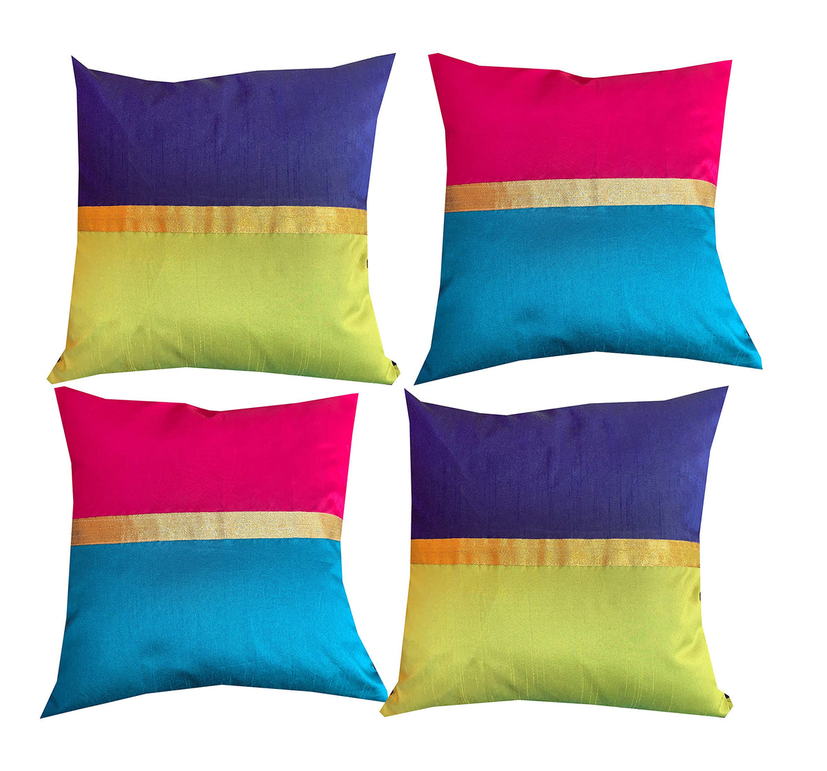 Pinkparrot Multicolour Throw Pillow Cover Cushion Case Sofa Chair Car Seat Pillowcase 16 X 16 Inches 40Cm X 40Cm Set Of 4,