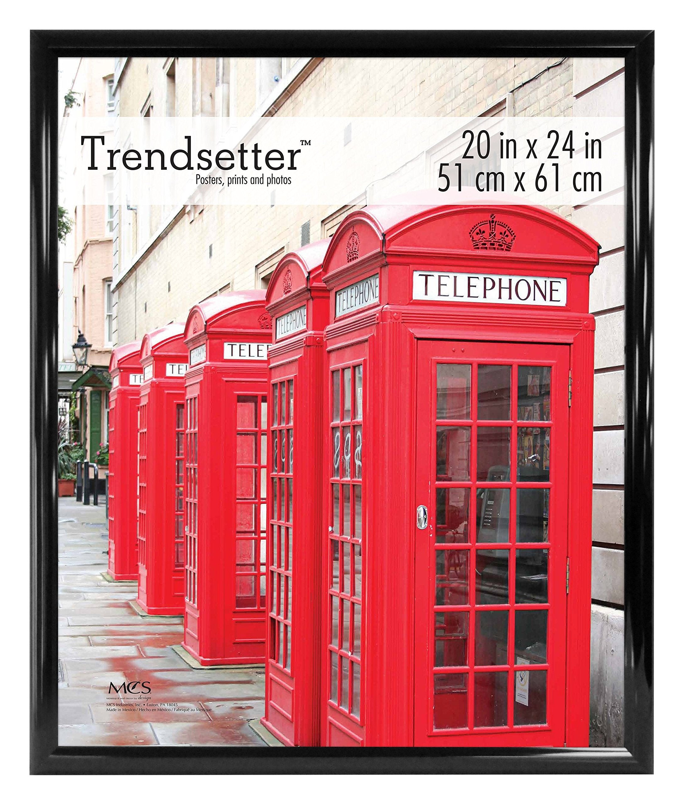 MCS Trendsetter 20x24 Poster Frame Black High-Gloss, Vertical & Horizontal Wall Hanging Large Picture Frame for Photos, Posters 