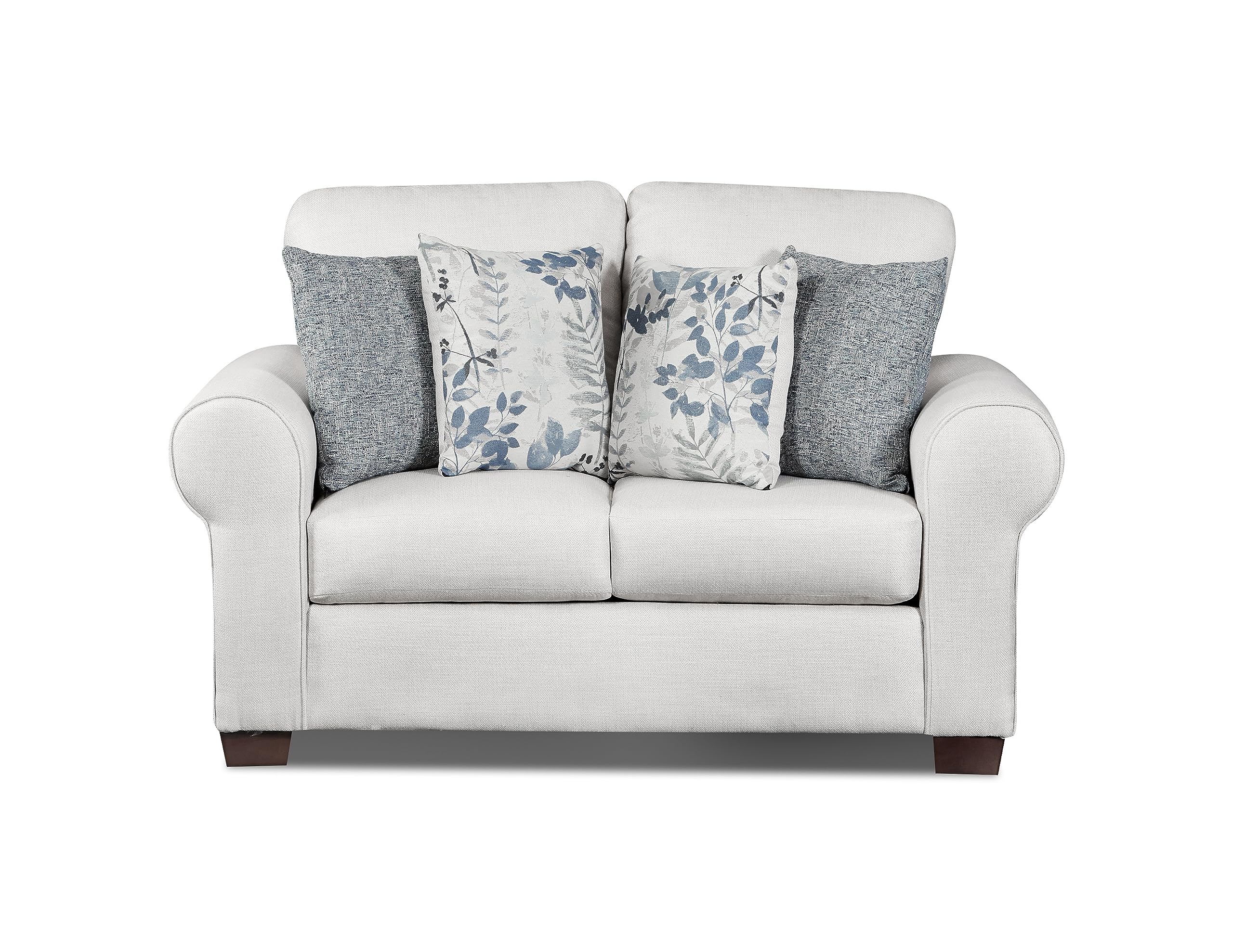 American Furniture Classics Pembroke Loveseat with Four Throw Pillows Sofas, Soft Washed Cream Tweed