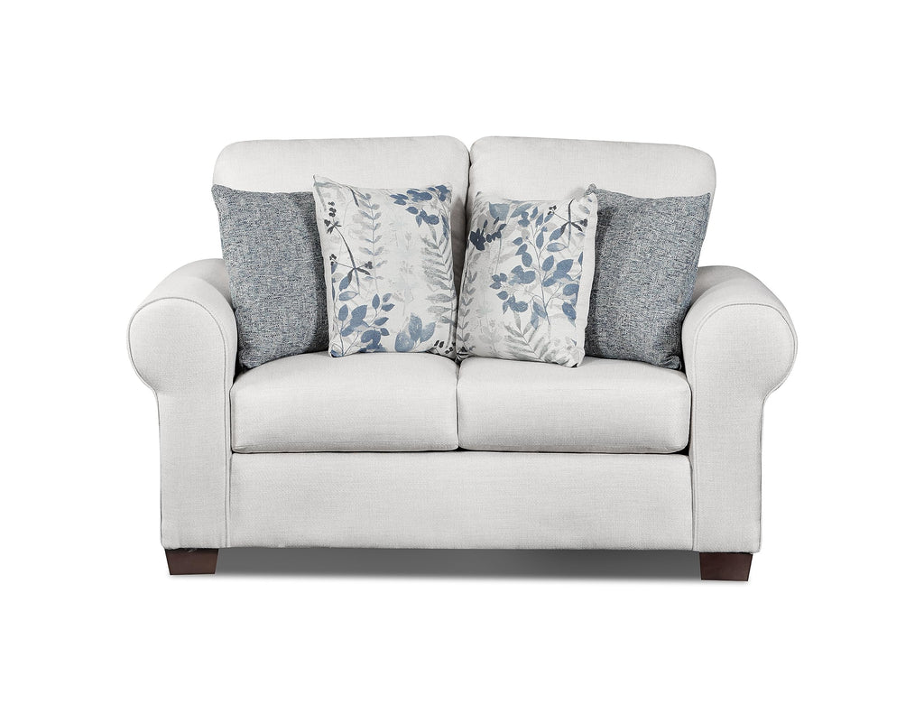 American Furniture Classics Pembroke Loveseat with Four Throw Pillows Sofas, Soft Washed Cream Tweed