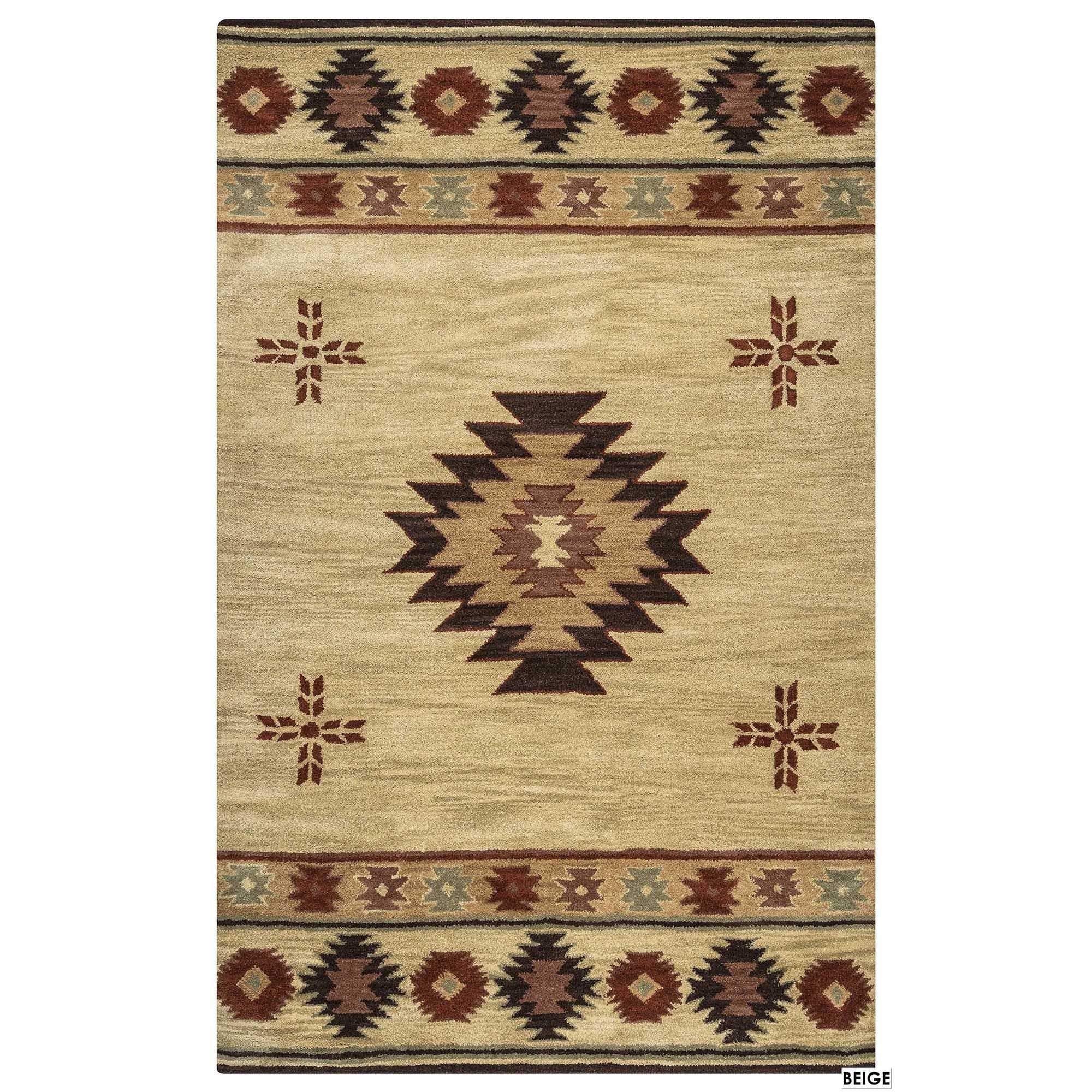Rizzy Home Alora Decor Ryder 8' X 10' Tribal Khaki/Brown/Burgundy/Sage Hand-Tufted Area Rug