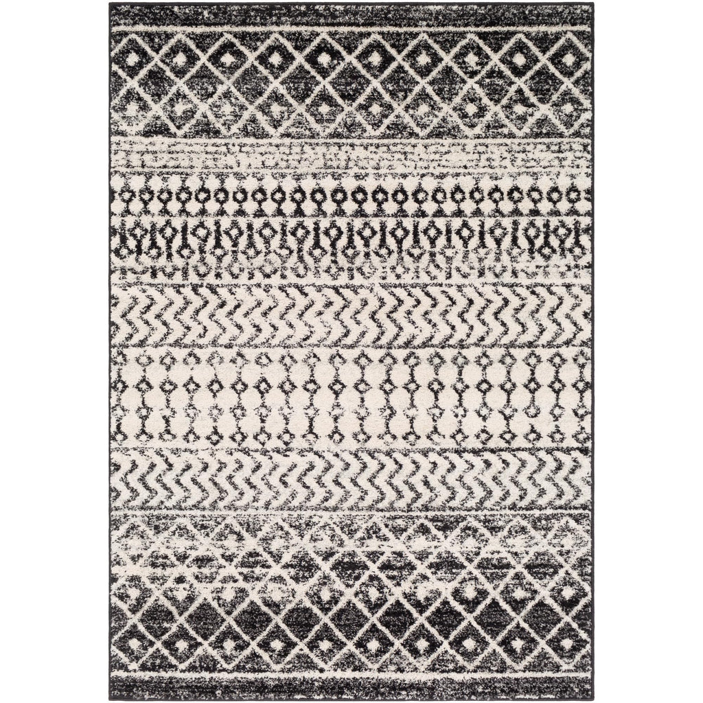 Livabliss Chester Boho Moroccan Area Rug,9' X 12'6'',Black