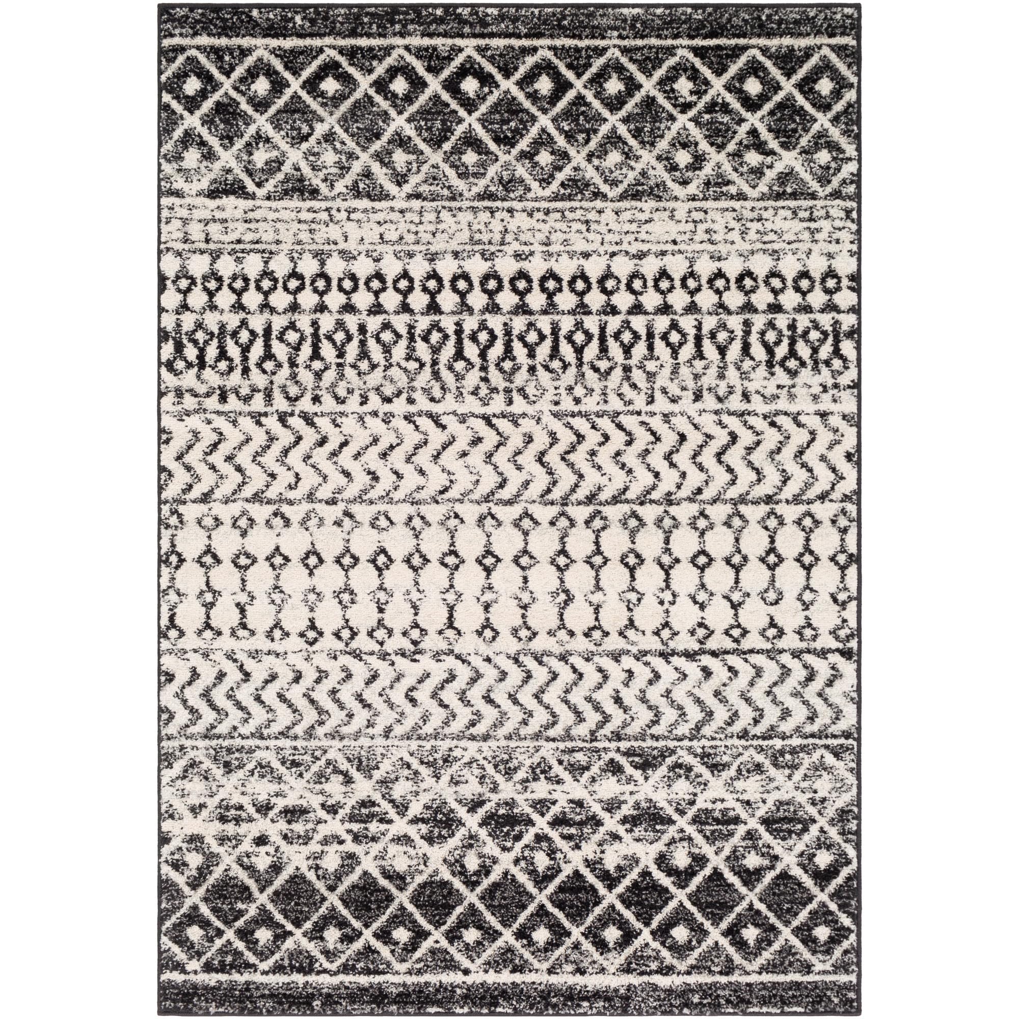 Livabliss Chester Boho Moroccan Area Rug,9' X 12'6'',Black