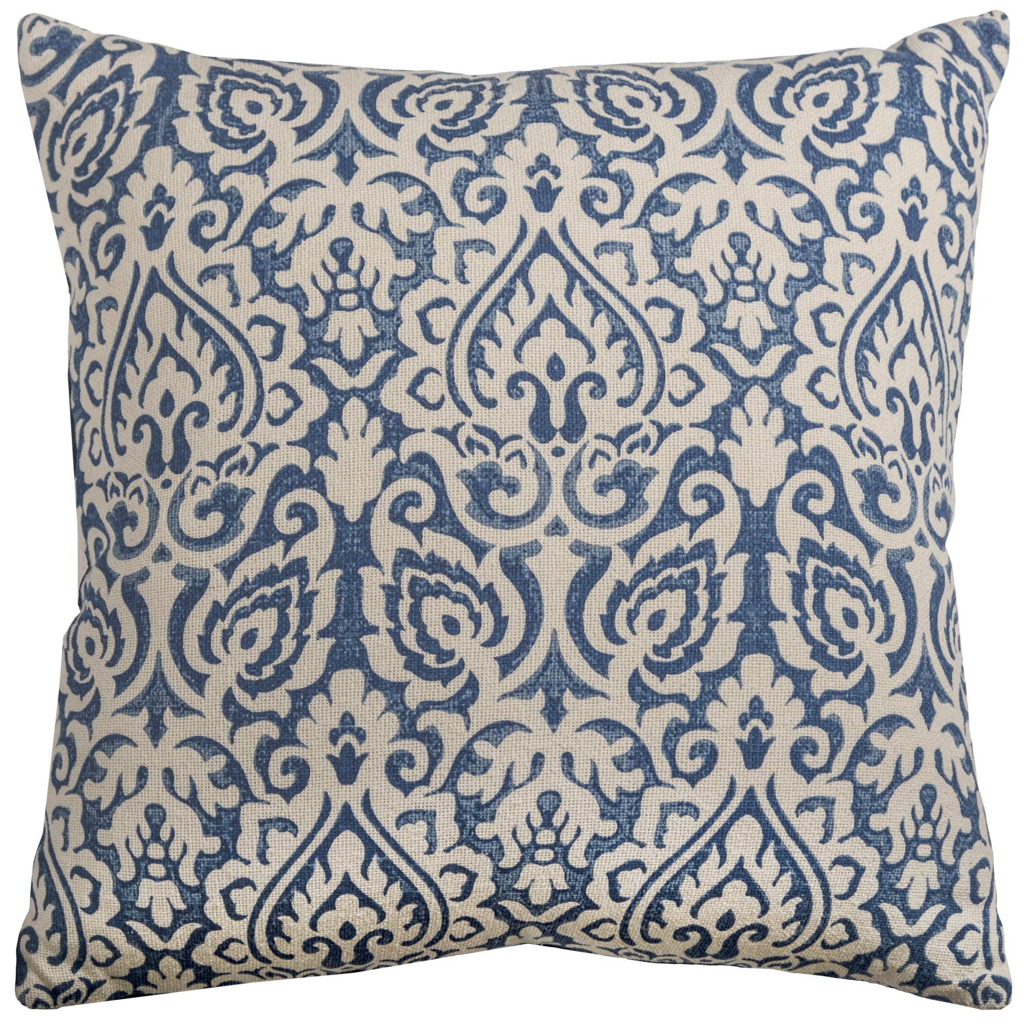 Rizzy Home | T09785 | 22"x22" Blue/Neutral/Blue Decorative Pillow | Down Fill