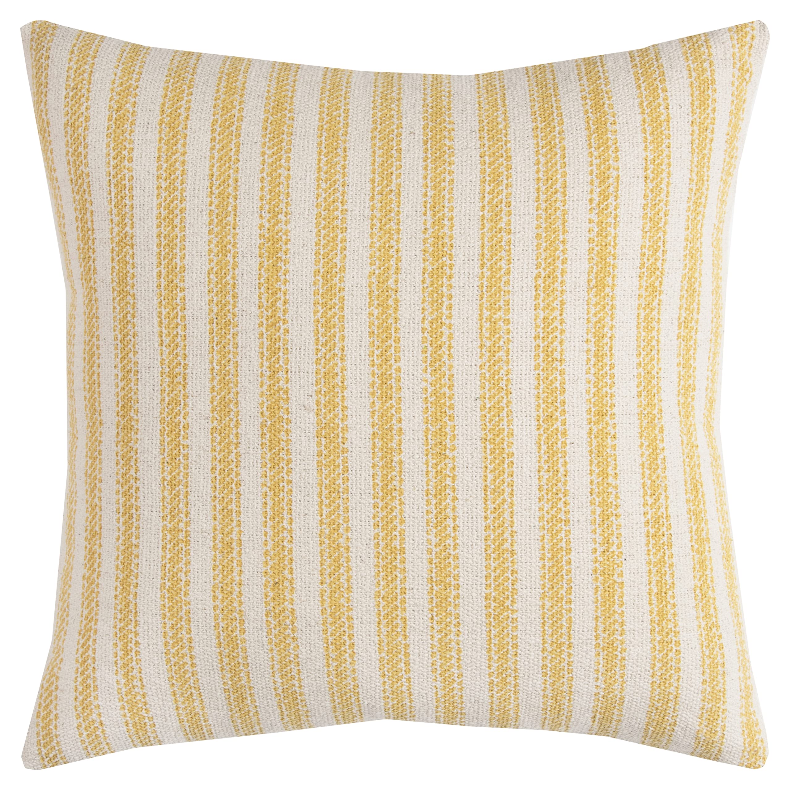 Rizzy Home 20"X20" Yellow Ticking Striped Poly Filled Pillow
