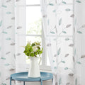 Bujasso Floral Sheer Curtains Gray And Teal Embroidered Farmhouse Light Filtering Window Treatment Set Silver Metallic Botanical