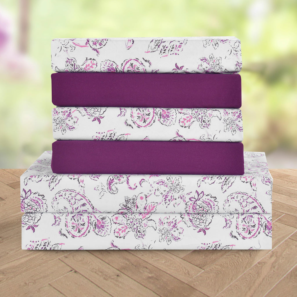 Elegant Comfort Luxury Soft Bed Sheets Paisley Pattern - 1500 Premium Hotel Quality Microfiber Softness Wrinkle And Fade Resistant (4-Piece) Bedding Set, Twin/Twin Xl, Paisley Purple
