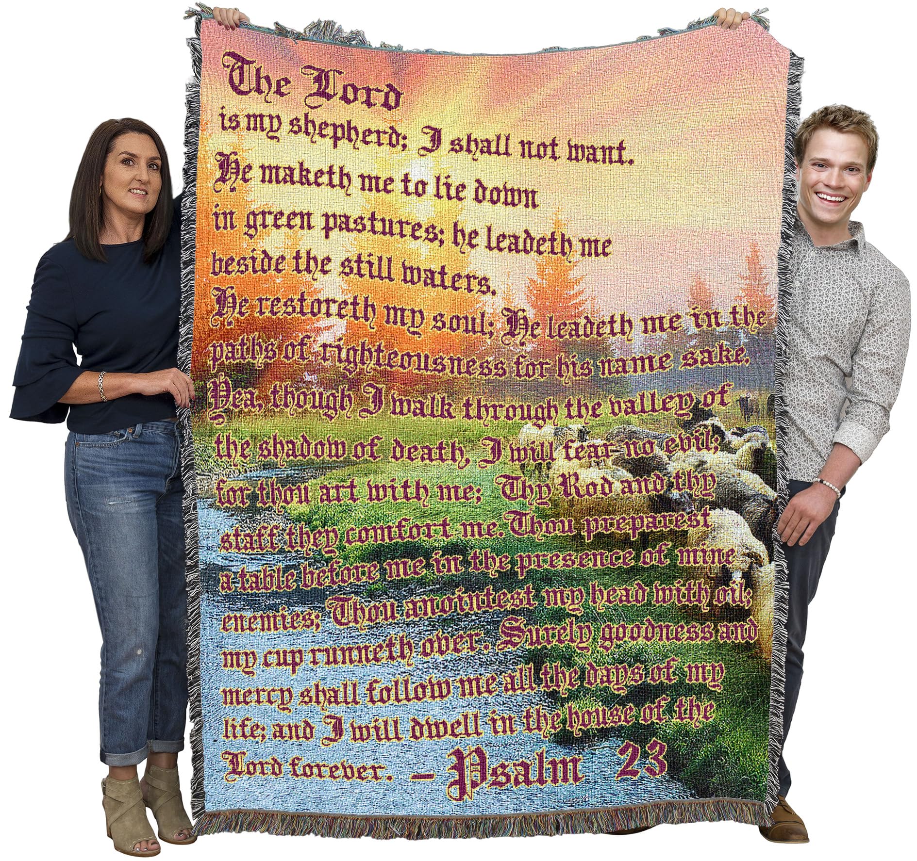 Pure Country Weavers The Lord Is My Shepherd 2 Blanket - Scriptures - Psalm 23 - Religious Gift Tapestry Throw Woven From Cotton
