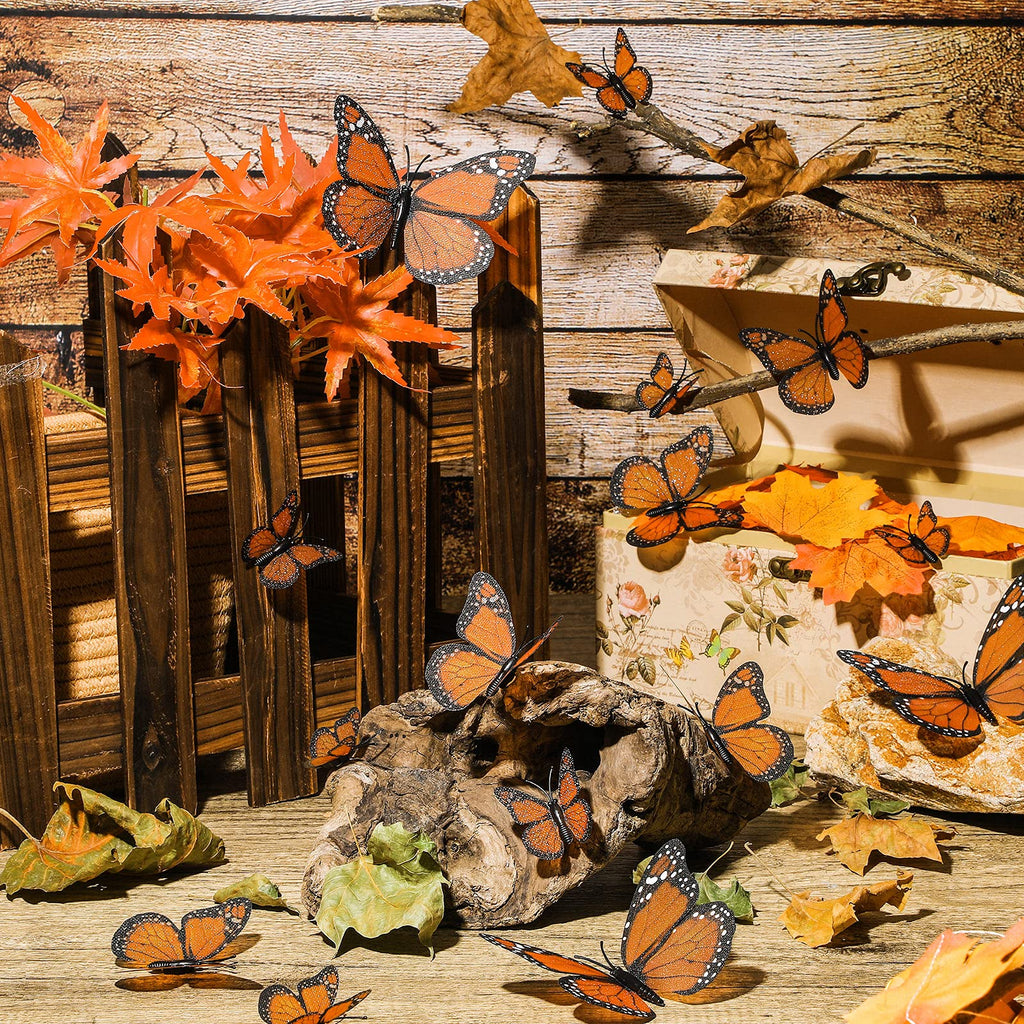 4 Size Monarch Butterfly Decor Halloween Butterfly Wall Decor Magnetic Butterfly Decoration 3D Monarch Butterfly Wall Decal For