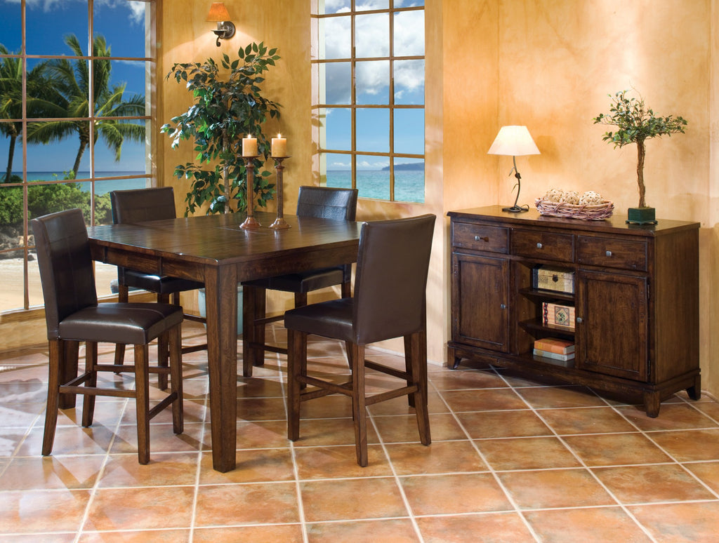 Intercon Kona 54" Gathering Butterfly Leaf, 4 Legs, Raisin Counter Tables